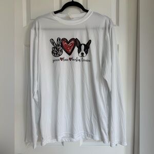 Peace Love Boston Terrier Ladies Shirt - White